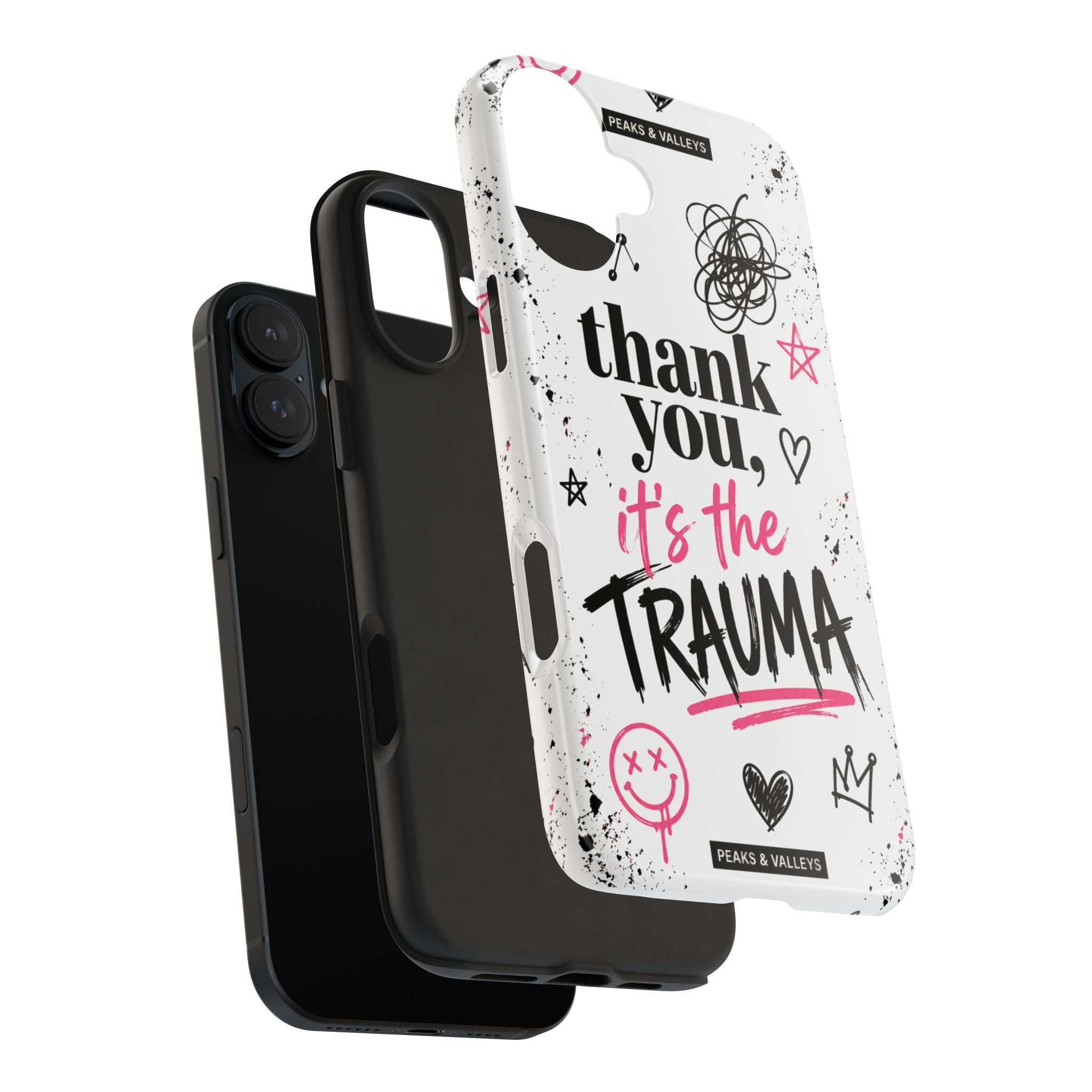 Thank You, It’s the Trauma – Bold Aesthetic Phone Case | Funny Relatable Quote | Trendy Minimal Design