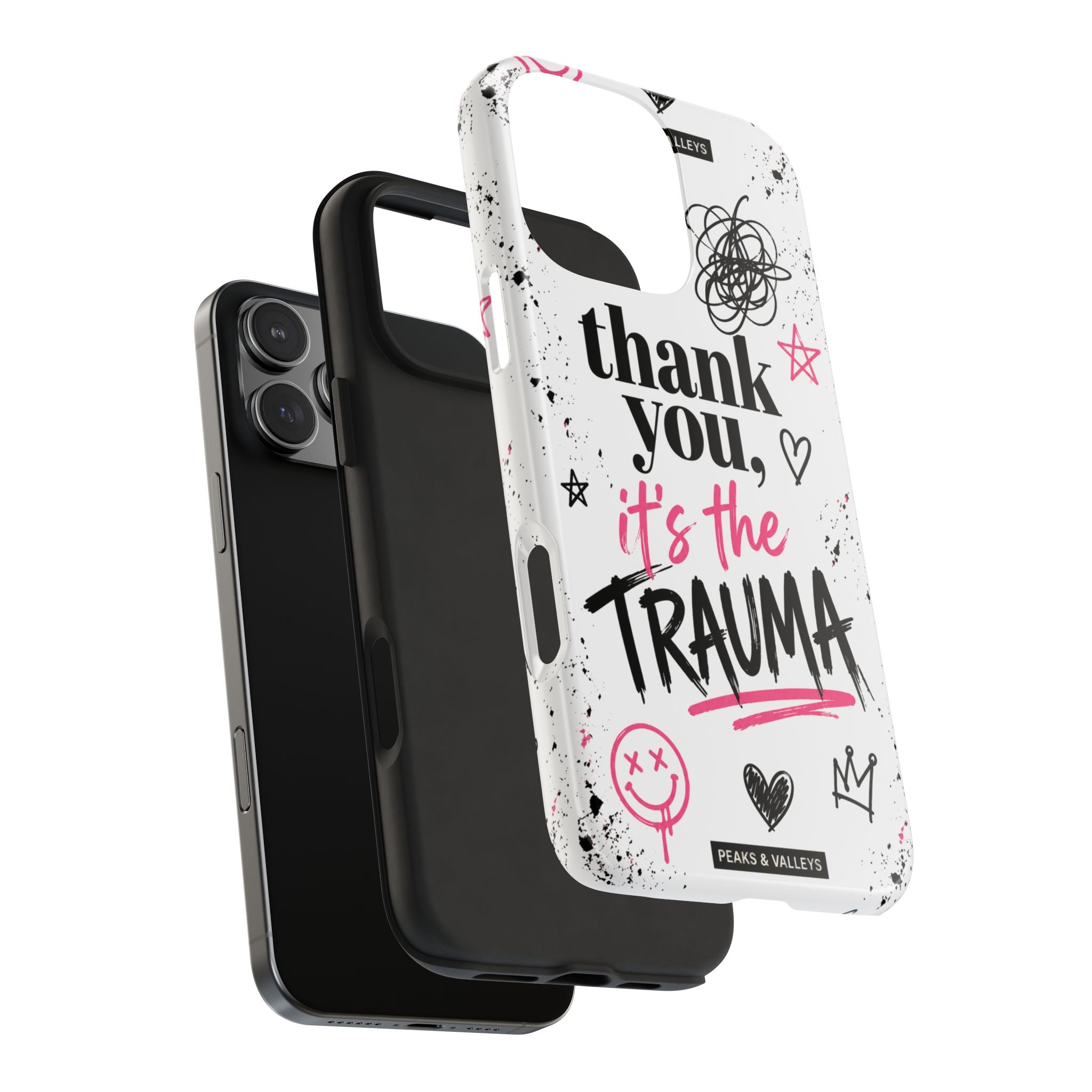 Thank You, It’s the Trauma – Bold Aesthetic Phone Case | Funny Relatable Quote | Trendy Minimal Design
