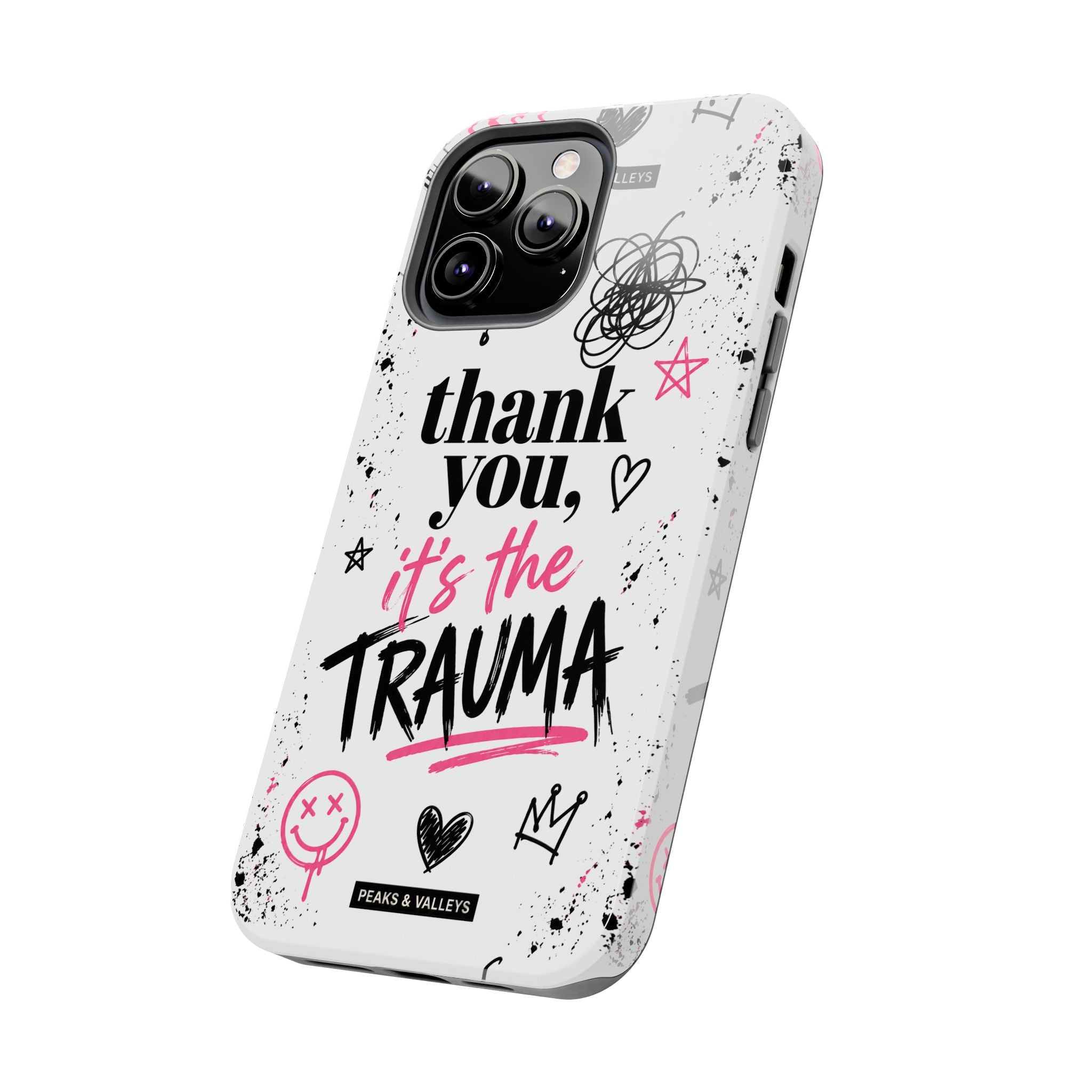 Thank You, It’s the Trauma – Bold Aesthetic Phone Case | Funny Relatable Quote | Trendy Minimal Design