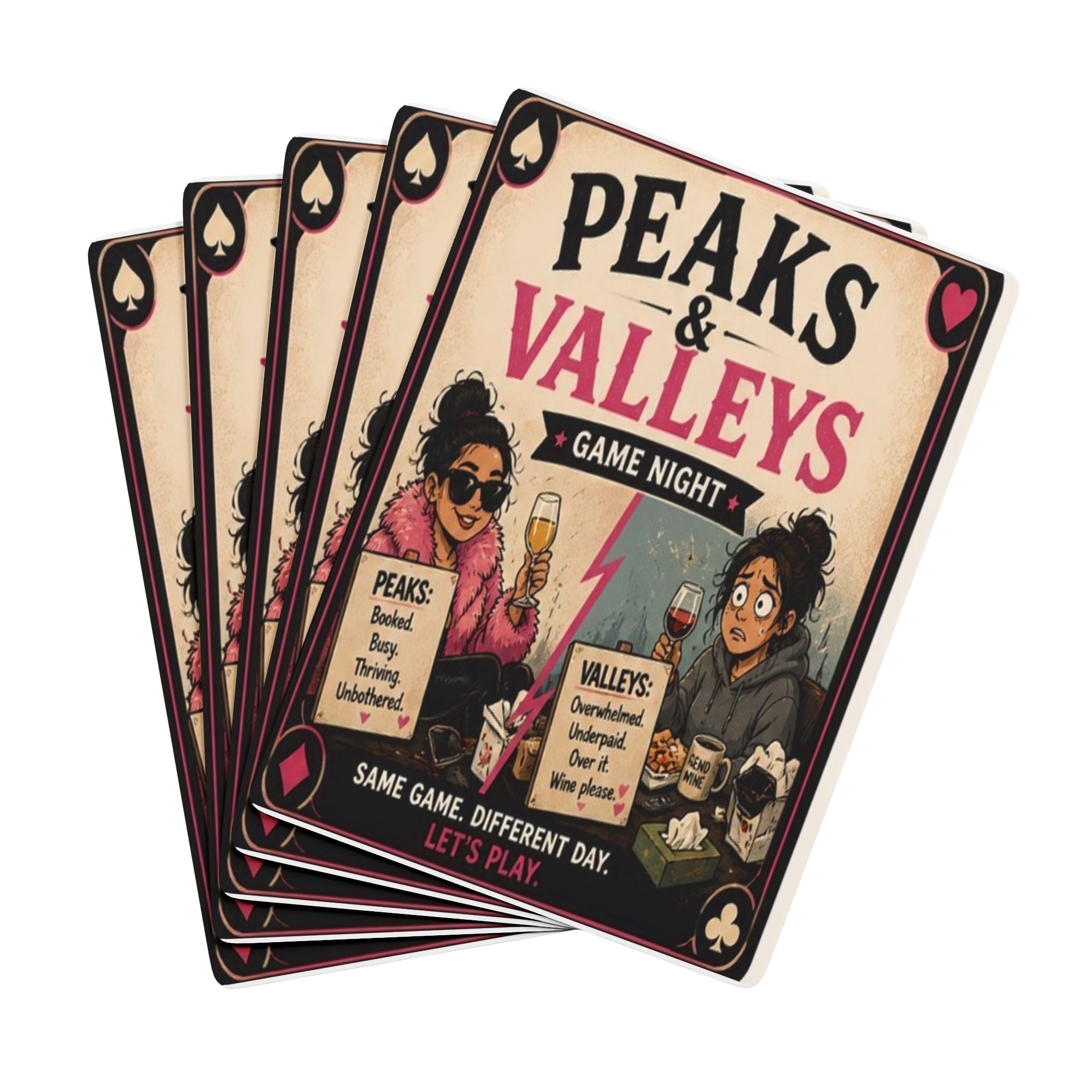 Peaks & Valleys Game Night Card – Funny Relatable Life Deck