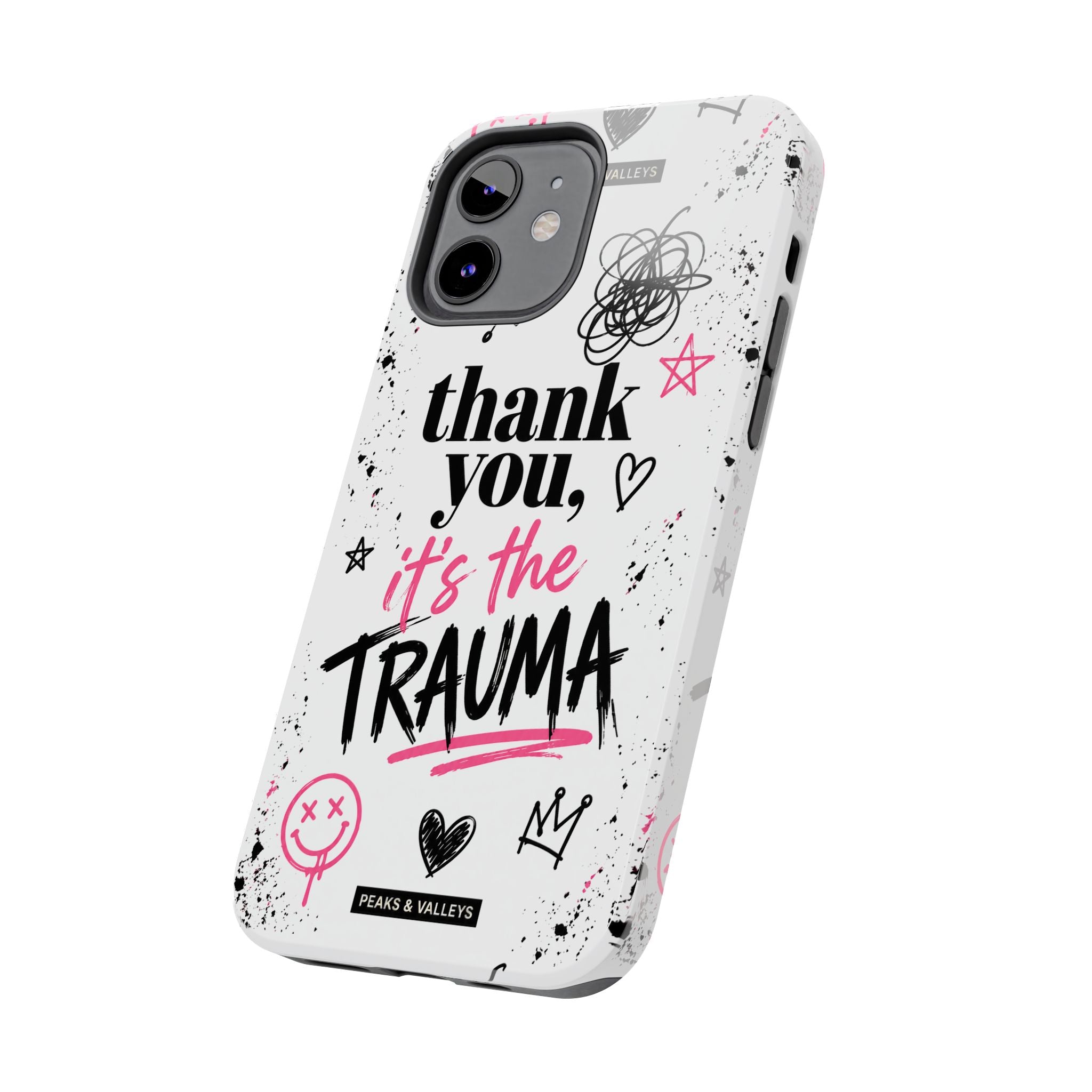 Thank You, It’s the Trauma – Bold Aesthetic Phone Case | Funny Relatable Quote | Trendy Minimal Design